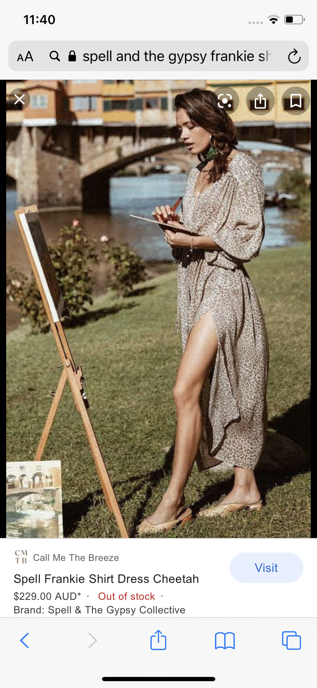 Spell and The Gypsy Frankie Shirt Dress Leopard Print Size 8 for rent on The Volte - main image