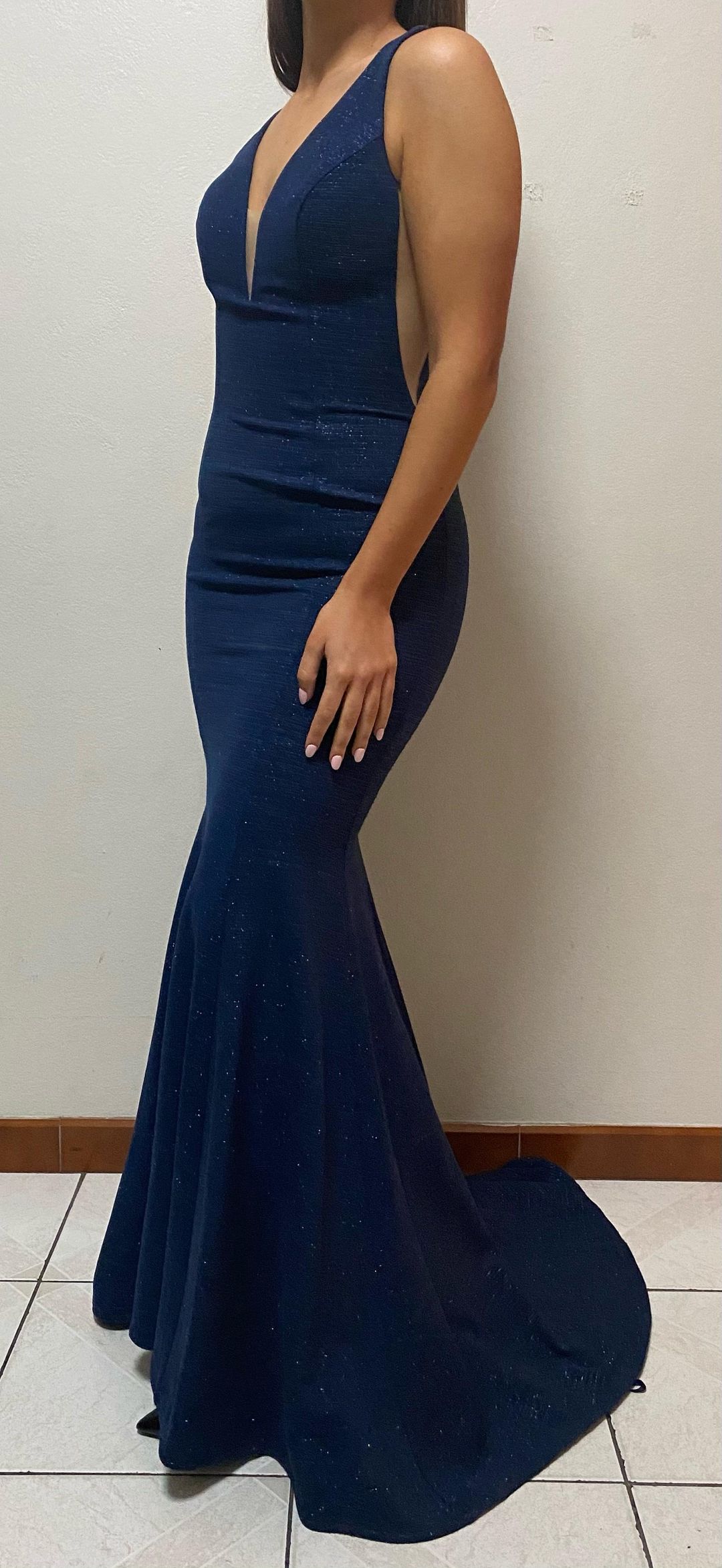 Portia and Scarlett 45089R Evening Dress Navy Size 8 for rent on The Volte - main image