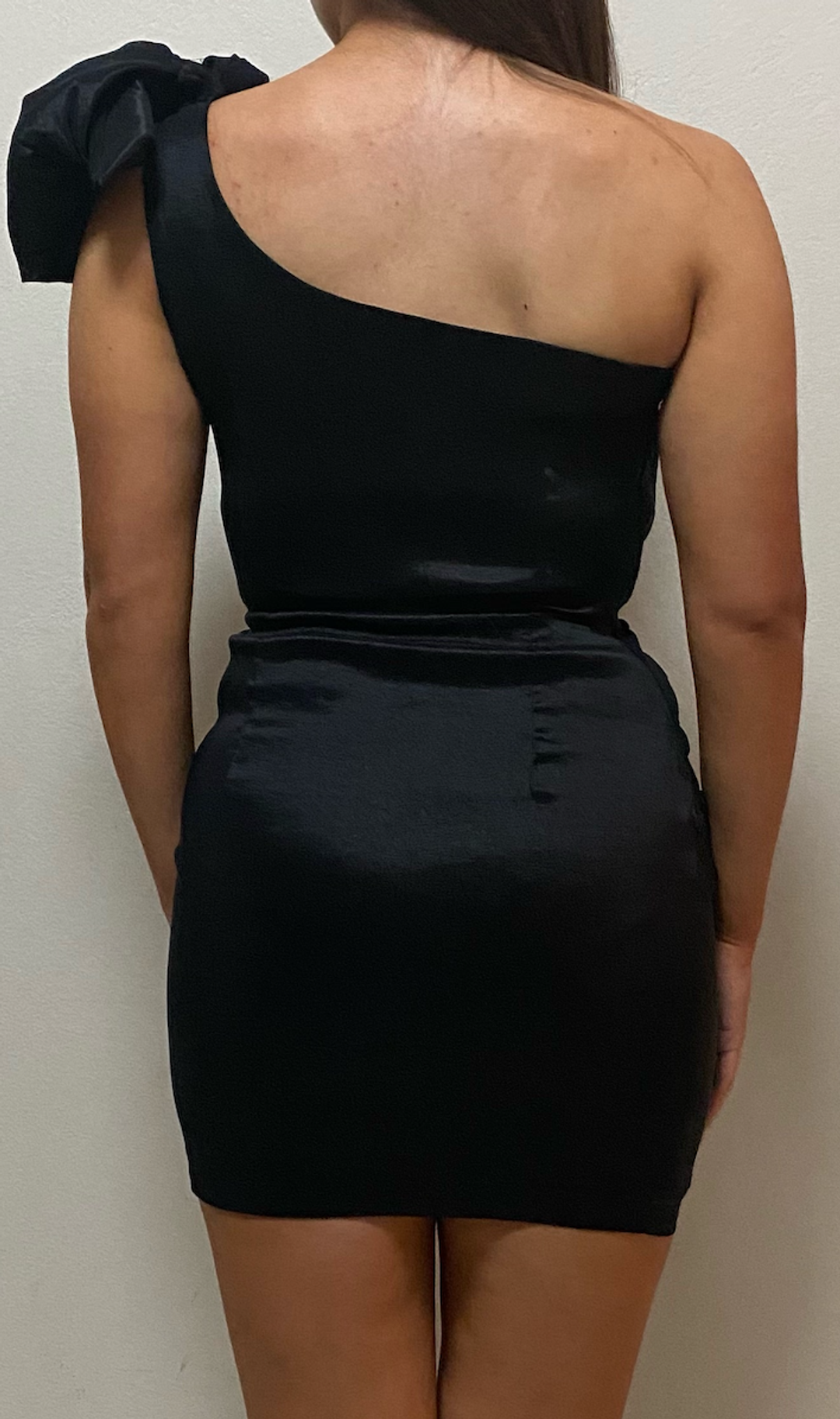 Love Nookie Candice One Shoulder Mini Dress Black Size 10 for rent on The Volte - main image