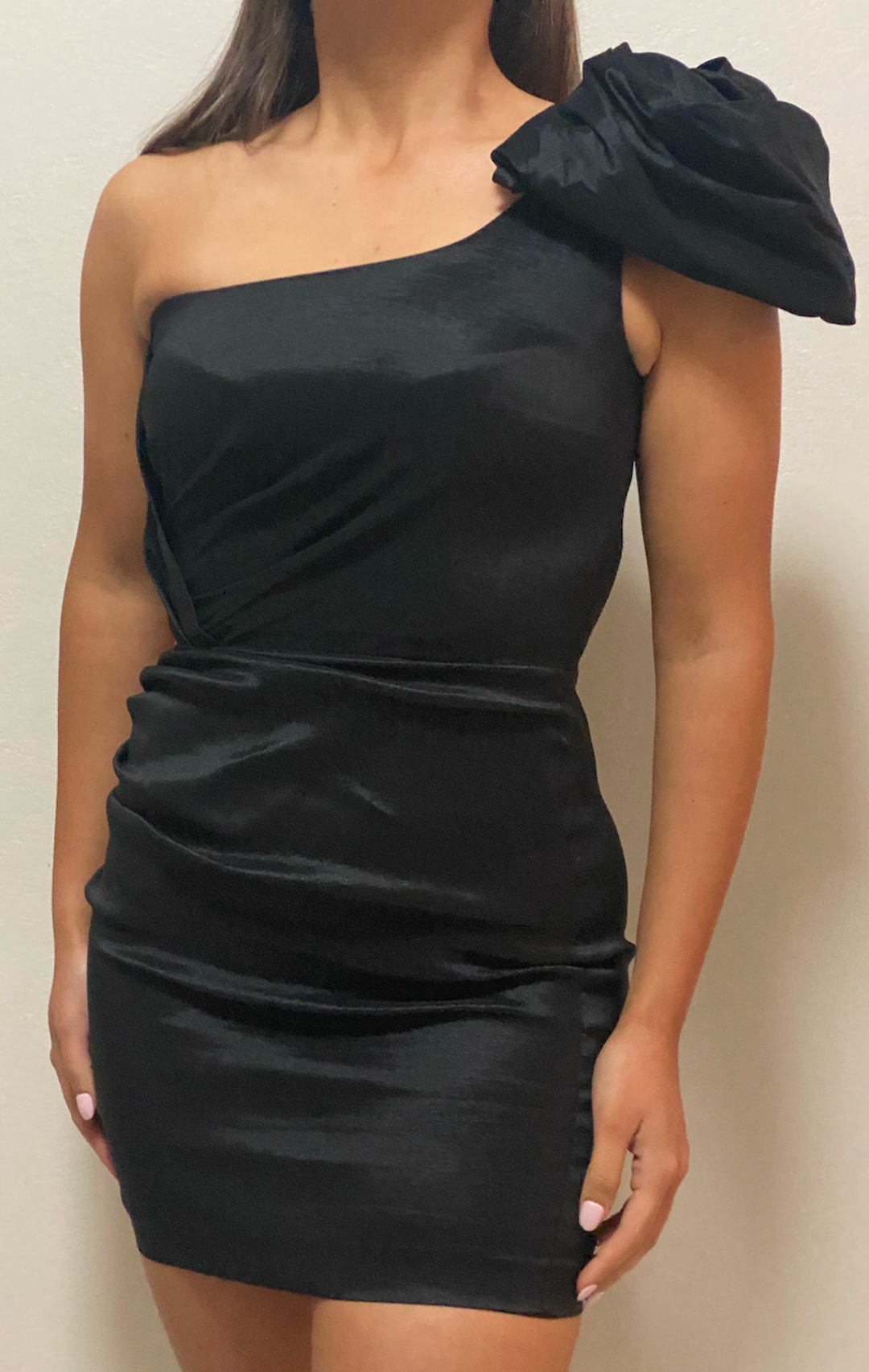 Love Nookie Candice One Shoulder Mini Dress Black Size 10 for rent on The Volte - main image