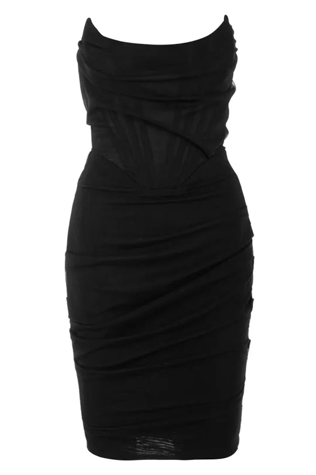 House of CB Leila Mesh Strapless Corset Mini Dress Black Size 8 for rent on The Volte - main image