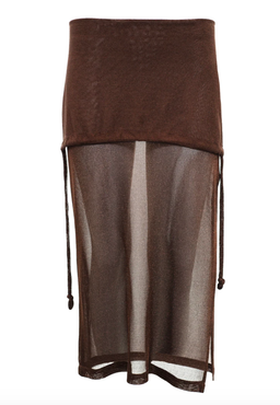 Kacey Delvin Multi Wear Temperate Midi Skirt with Single Side Split Brown Size 12  for rent on The Volte - image 1