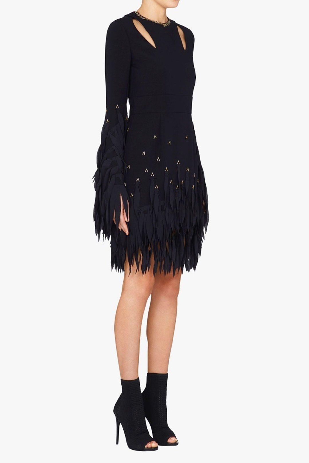 Sass & Bide Delicate Sparkle Silk Fringe Mini Dress Navy Blue Size 6 for rent on The Volte - main image