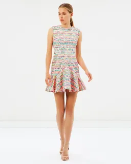 By Johnny Neon Knit Weave V Flare Mini Dress Multi Size 10 for rent on The Volte - image 1