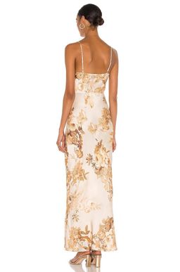 Shona Joy Ines Bias Cowl Maxi Dress Gold Multi Size 8 for rent on The Volte - image 2
