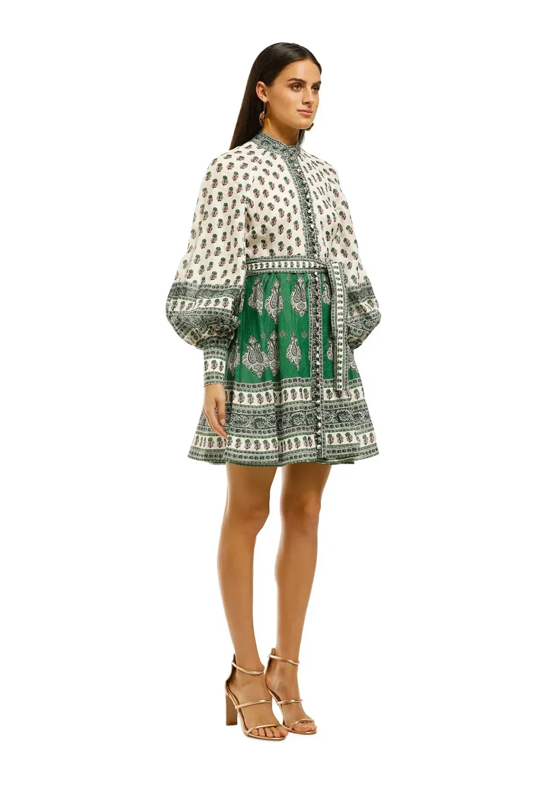 Zimmermann Amari Buttoned Dress Emerald Print Size 10 for rent on The Volte - main image