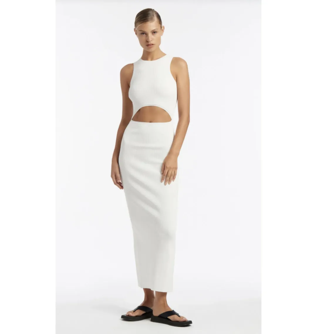 Sir The Label Ingrid Cut Out Midi Dress White AU 6 for rent on The Volte - main image