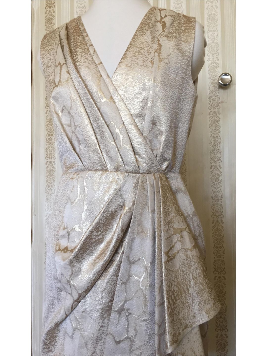 Thurley Reptile Print Pleated Dress Gold Size 12 for rent on The Volte - main image