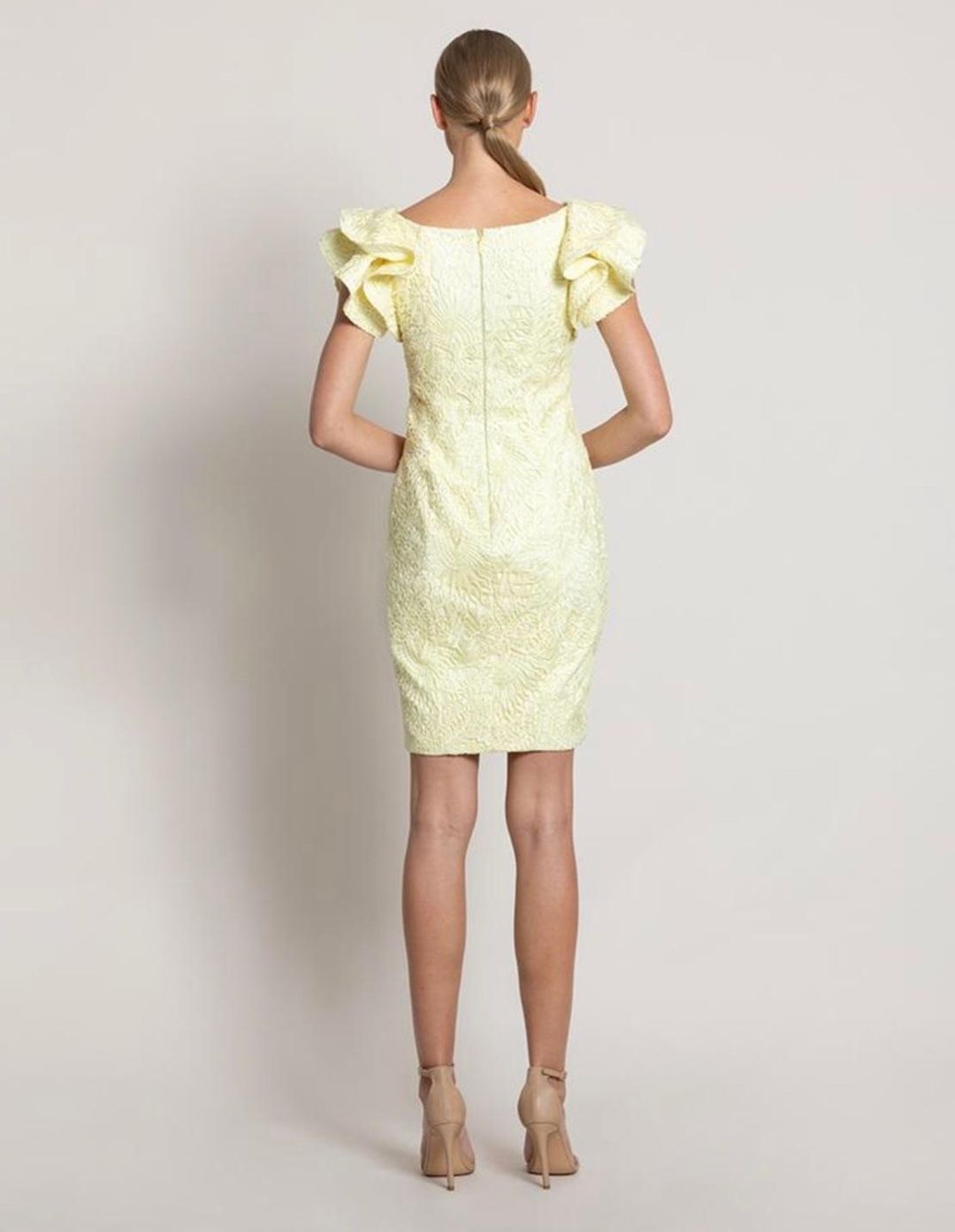 Bariano Tallulah Frill Mini Dress Yellow Size 10 for rent on The Volte - main image