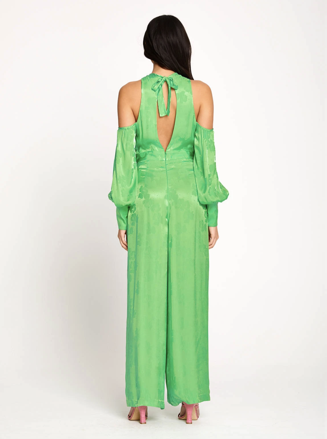 Alice McCall Green Apple Memory Lane Cold-shoulder Jumpsuit Size 4  for rent on The Volte - main image