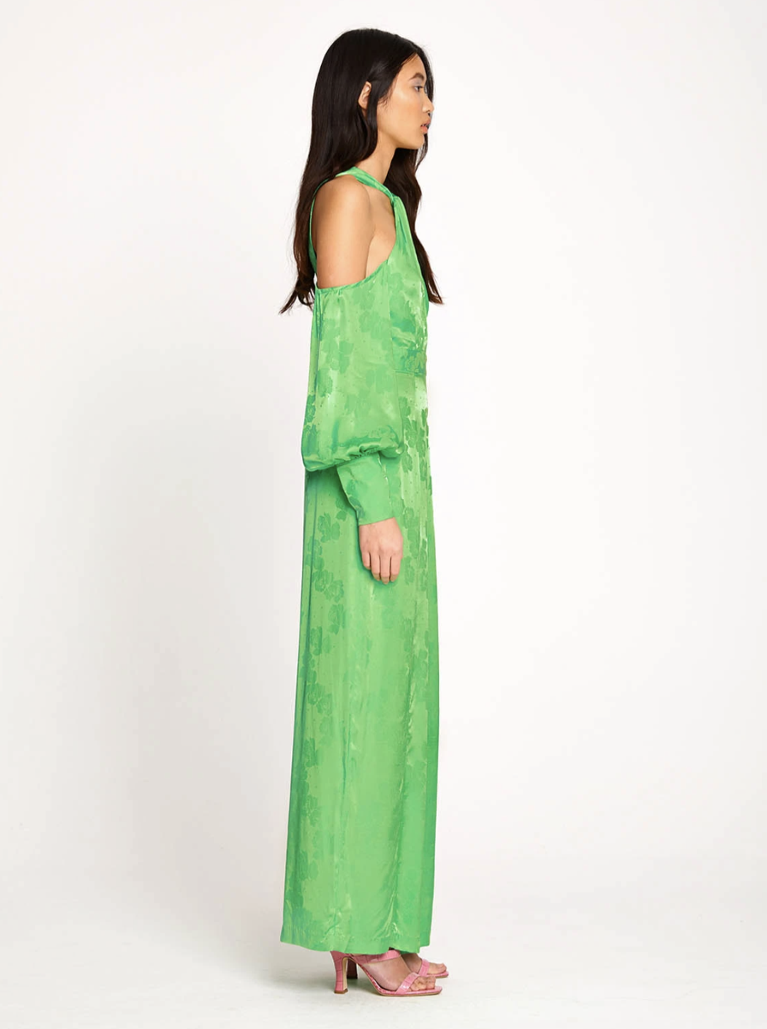 Alice McCall Green Apple Memory Lane Cold-shoulder Jumpsuit Size 4  for rent on The Volte - main image
