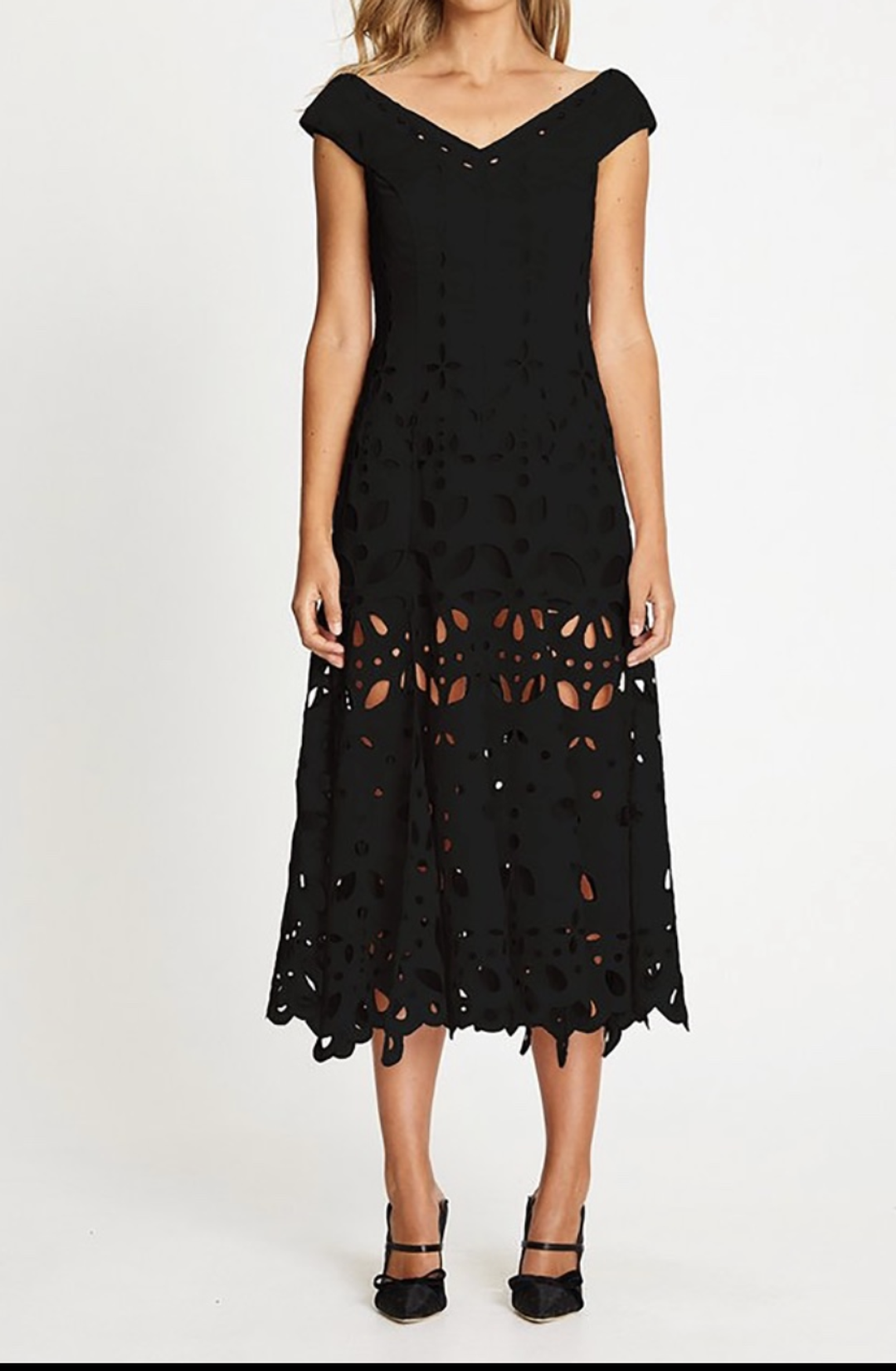 Alice McCall Baudelaire Broderie Anglais Midi Dress Black Size 4 for rent on The Volte - main image