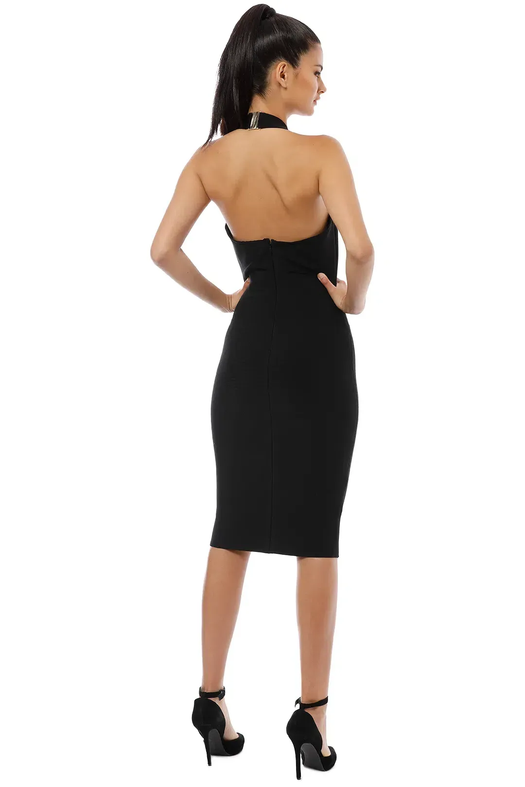 Misha Julia Midi Dress Black Size 8 for rent on The Volte - main image
