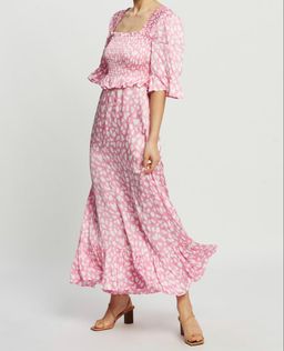 Kitri Ara Printed Satin Dress Pink Size 12 for rent on The Volte - image 1