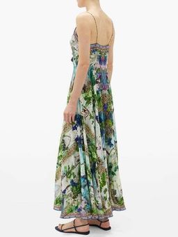 Camilla Leopard and Floral Print Silk Maxi Dress Green Size 10 for rent on The Volte - image 3