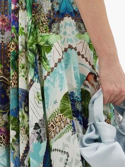 Camilla Leopard and Floral Print Silk Maxi Dress Green Size 10 for rent on The Volte - image 4