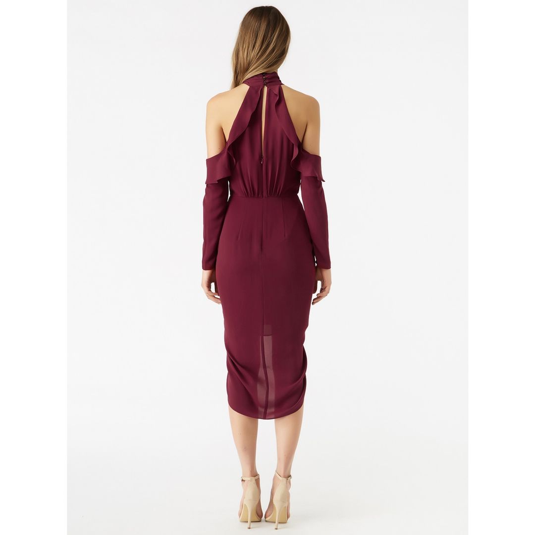 RODEO SHOW Genevieve Drape Dress - Wine for rent on The Volte - main image