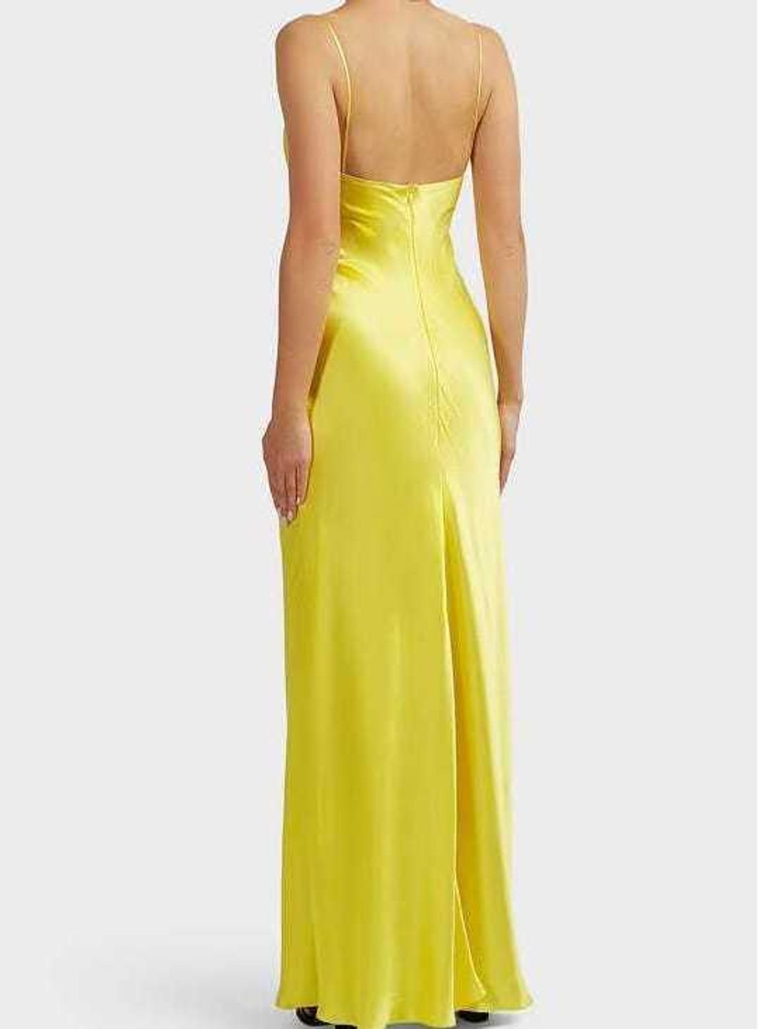 Rasario Draped Silk Slip Dress Yellow Size 6 for rent on The Volte - main image