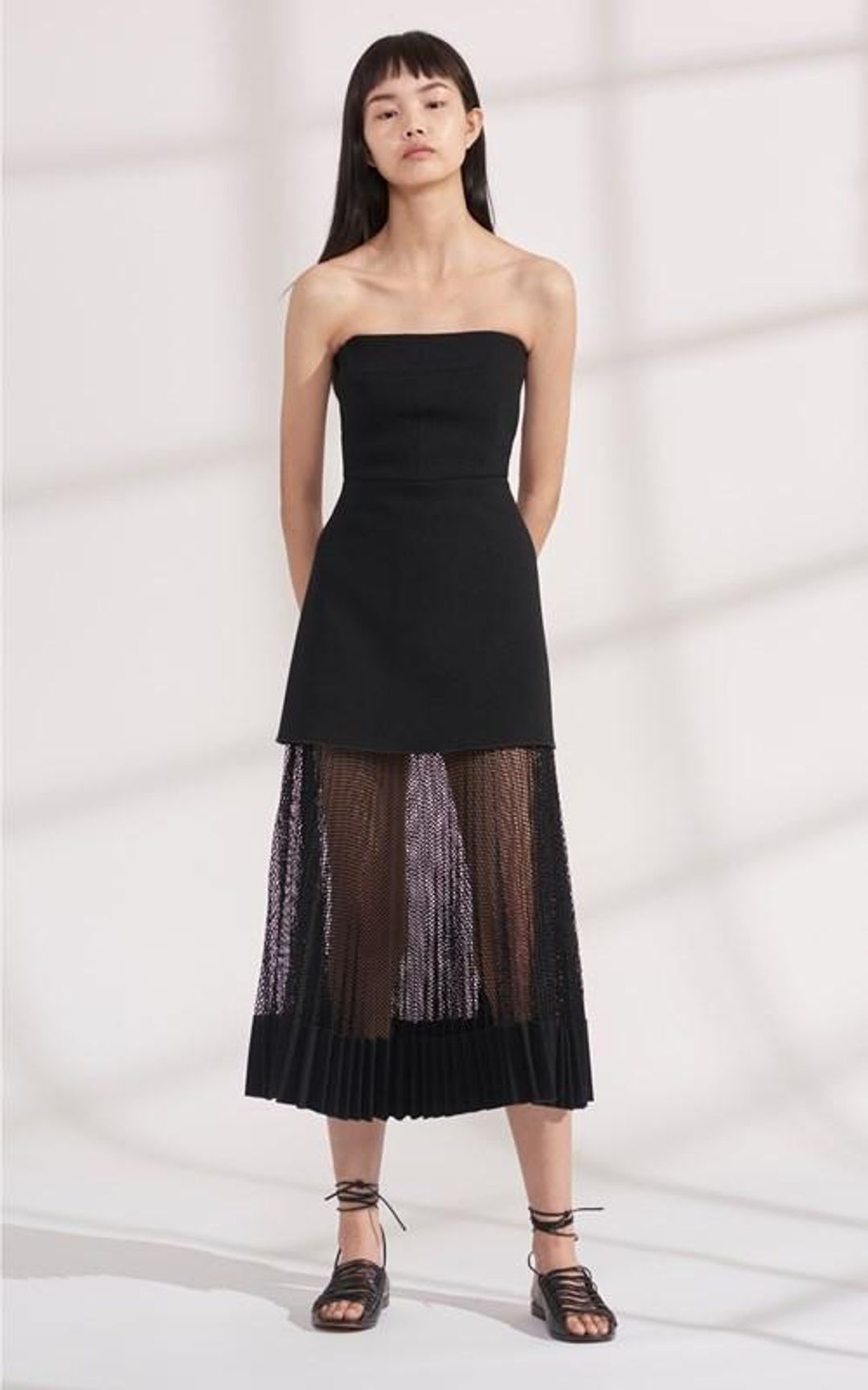 Dion Lee Net Pleat Dress Black Size 10 for rent on The Volte - main image
