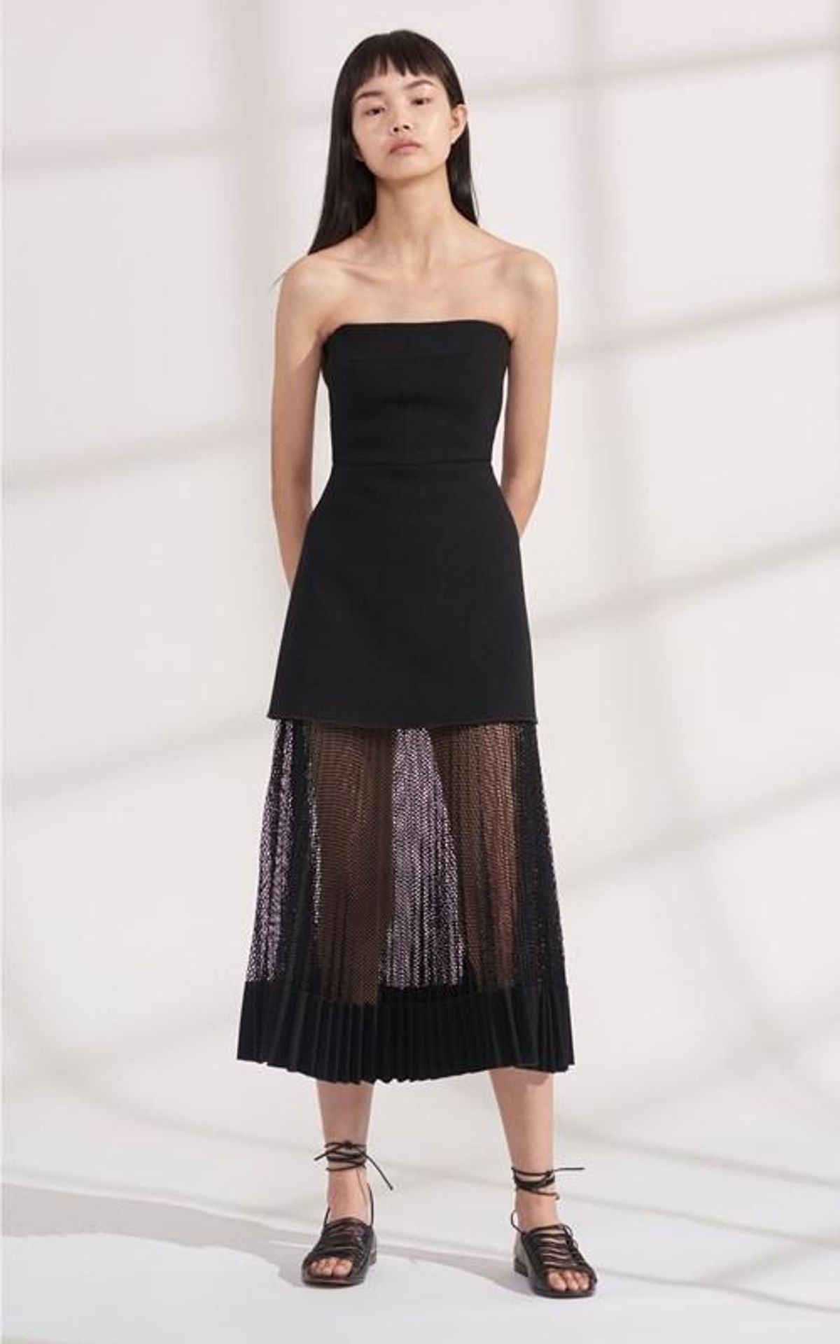 Dion Lee Net Pleat Dress Black Size 10 for rent on The Volte - main image