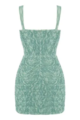 House of CB Cate Ivy Print Ruched Mesh Mini Dress Green Size M / Au 10 for rent on The Volte - image 7