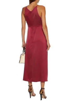 Zimmermann Silk Ruched Picnic Midi Dress Wine Red Size 8 for rent on The Volte - image 2