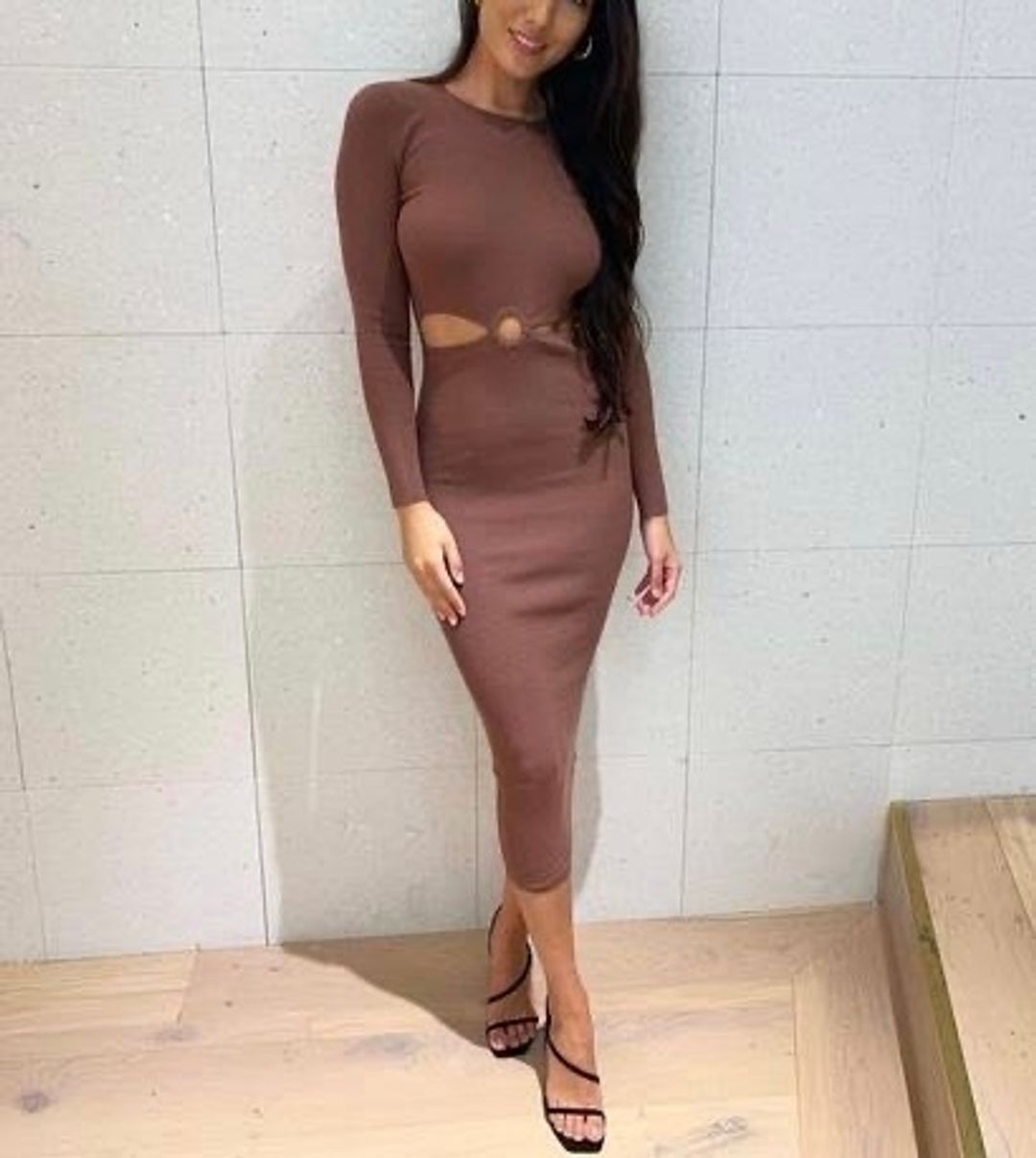 KOOKAI - Lola Long Sleeve Midi - Brown for rent on The Volte - main image