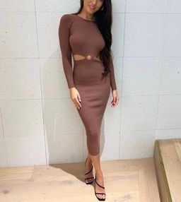 KOOKAI - Lola Long Sleeve Midi - Brown for rent on The Volte - image 2