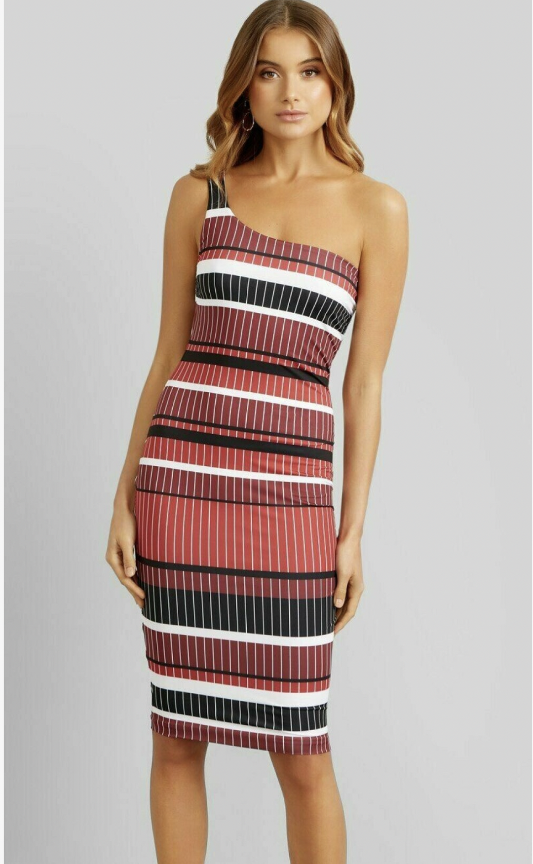 Kookai Diesel One Shoulder Midi Dress Print Size 10 for rent on The Volte - main image