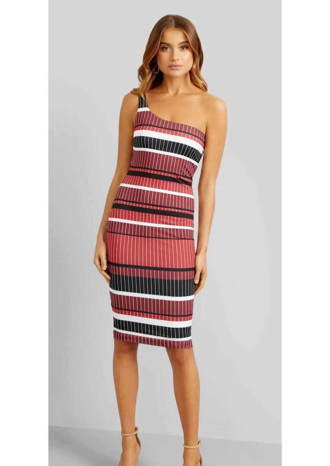 Kookai Diesel One Shoulder Midi Dress Print Size 10 for rent on The Volte - main image