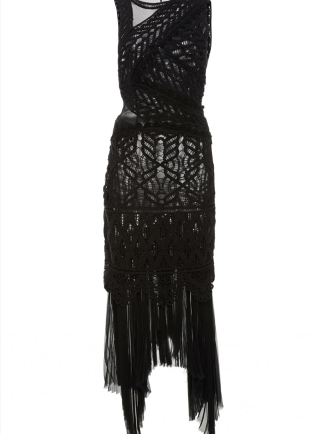 Macrame Knit Asymmetric Dress Black Size 8 for rent on The Volte - main image