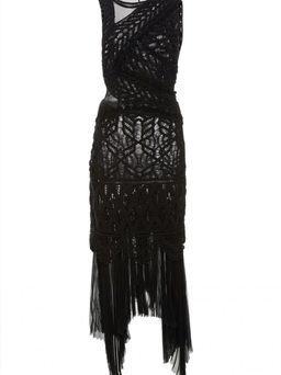 Macrame Knit Asymmetric Dress Black Size 8 for rent on The Volte - image 2