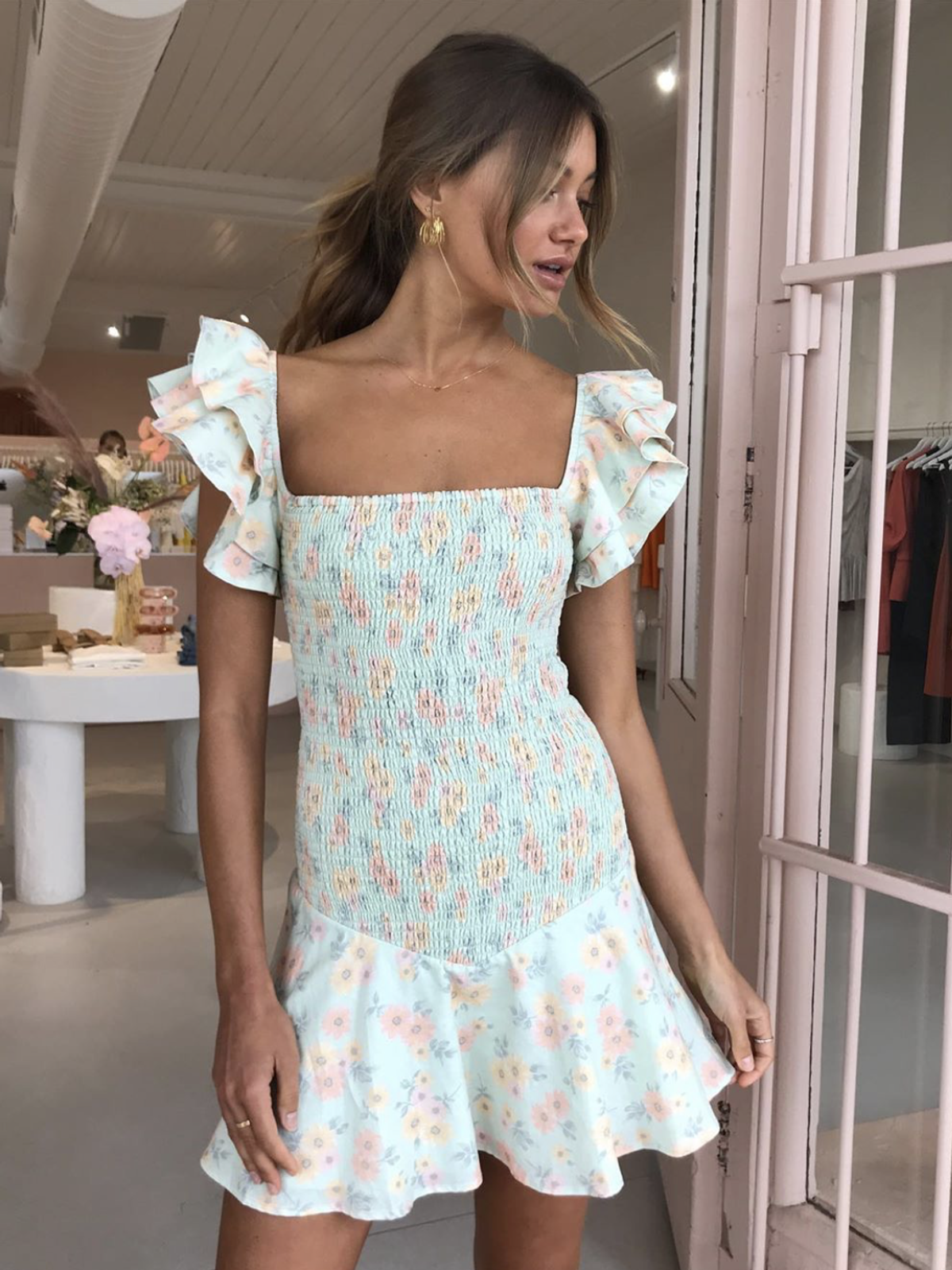 By Nicola Verde mini dress Pistachio size 8 for rent on The Volte - main image