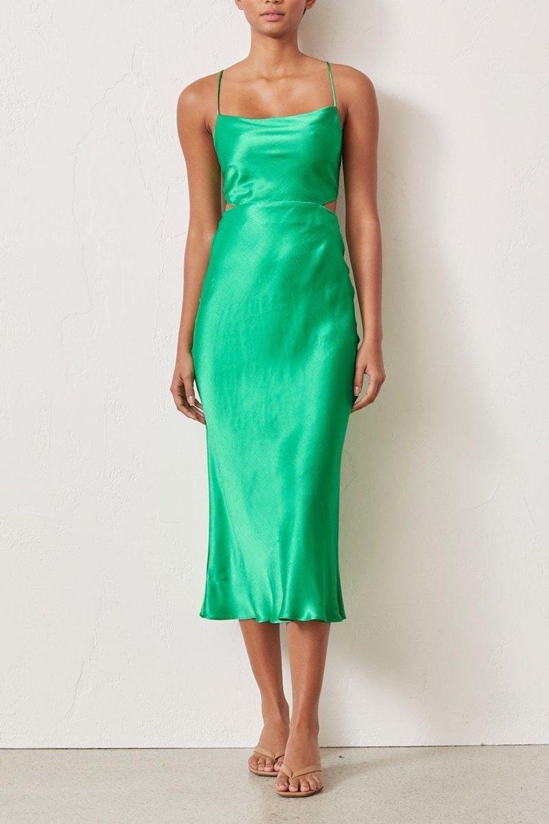 Bec & Bridge Loren Cut Out Midi Dress Green Size 8 for rent on The Volte - main image