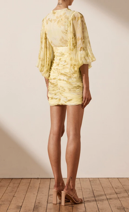 Shona Joy Leticia Plunged Ruched Midi Dress Yellow Size 8 for rent on The Volte - image 3