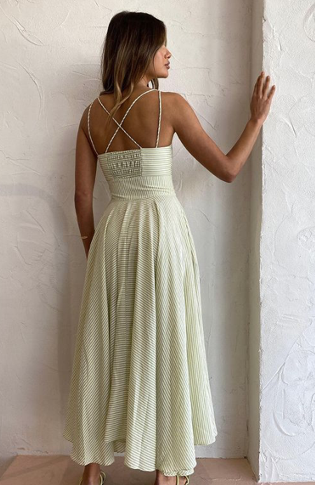 By Johnny Pistachio Stripe Sun Dress Print Size 14 for rent on The Volte - main image