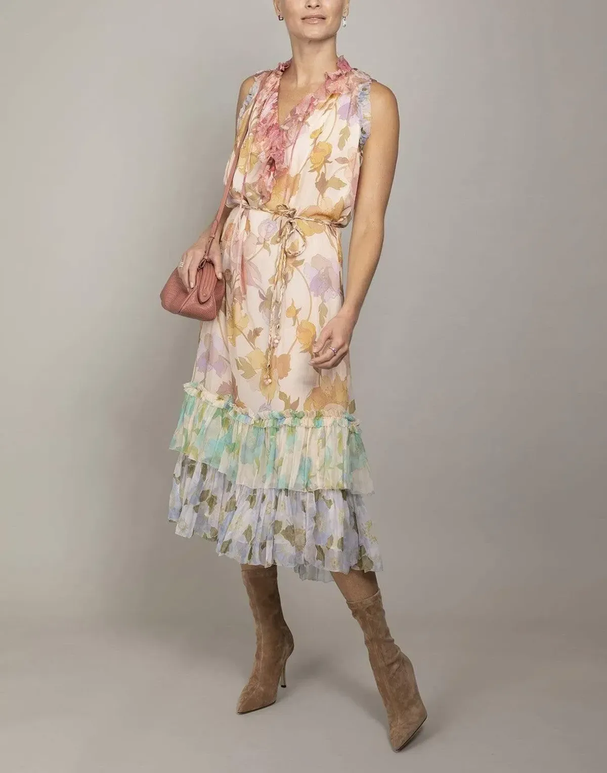 Zimmermann Tempo Frilled Midi Dress Print Size 14 for rent on The Volte - main image