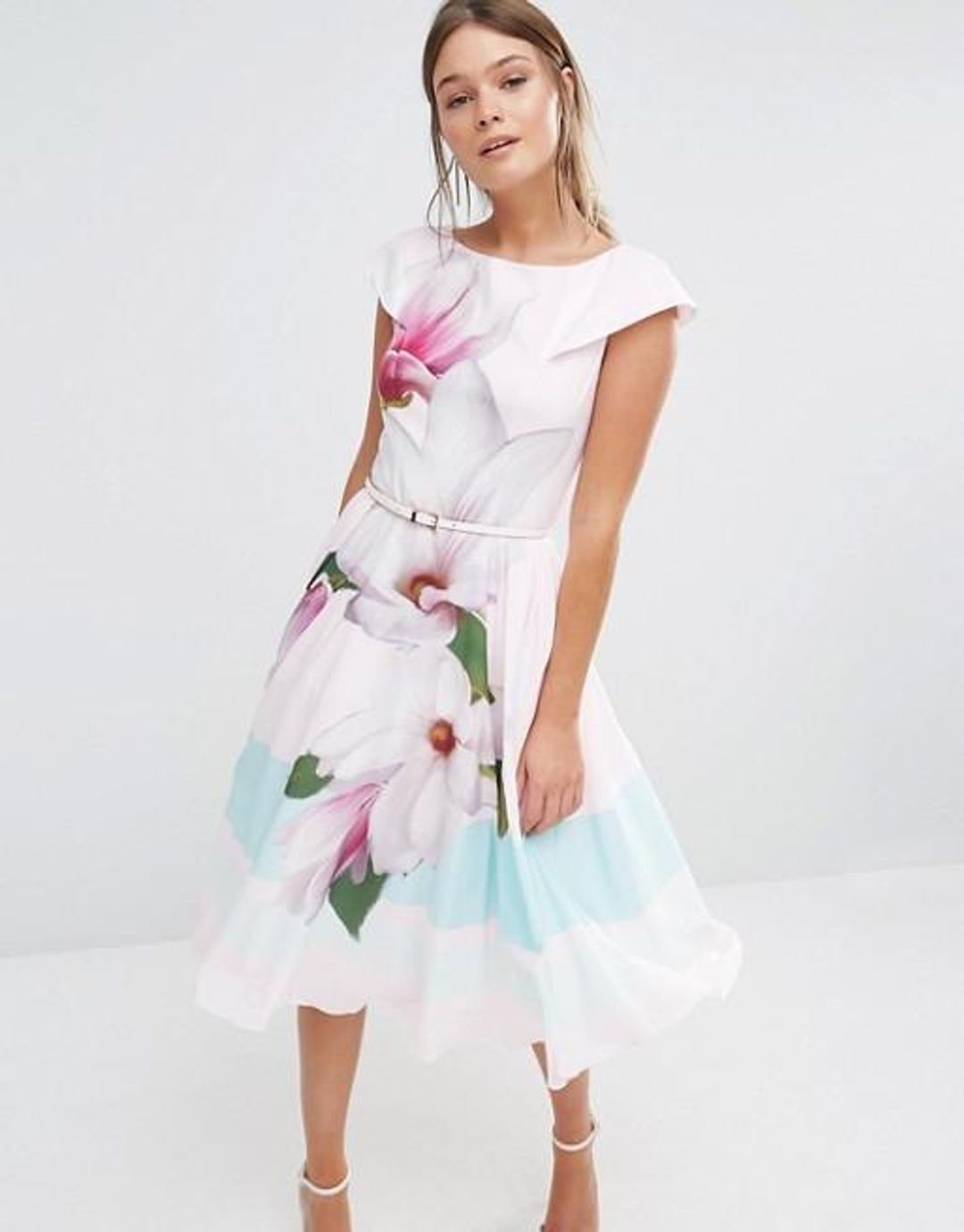 Ted Baker Bromlie Prom Dress in Pink Magnolia Print Size 6 for rent on The Volte - main image