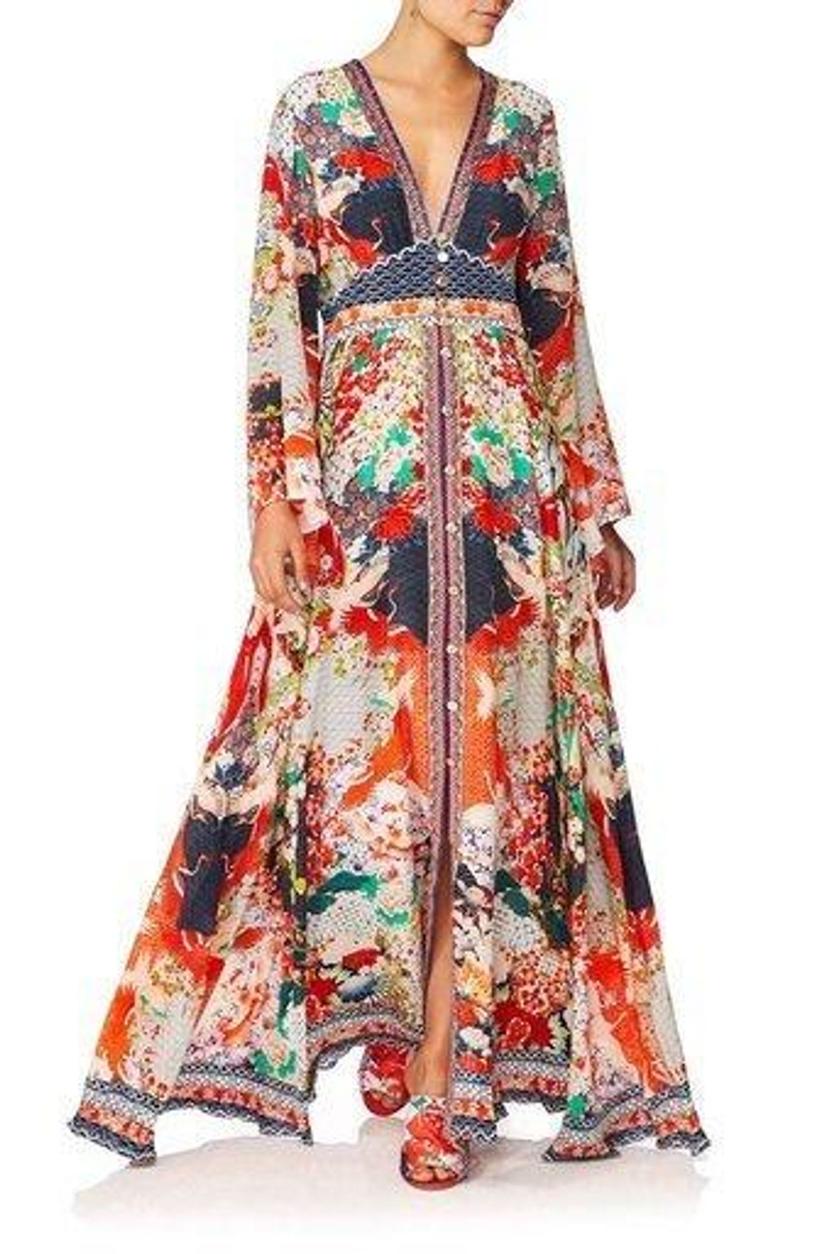 Camilla 'Geisha Girl' Kimono Sleeve Dress with Shirring Detail Size 14 for rent on The Volte - main image