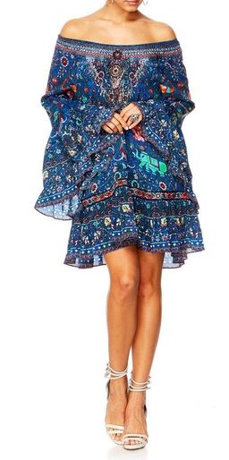 Camilla 'Kindness Kaleidoscope' A line frill dress Blue  Size L for rent on The Volte - image 1