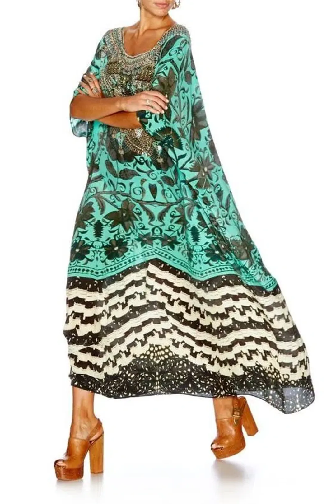 Camilla Sacromonte Round Neck Kaftan Print One Size for rent on The Volte - main image