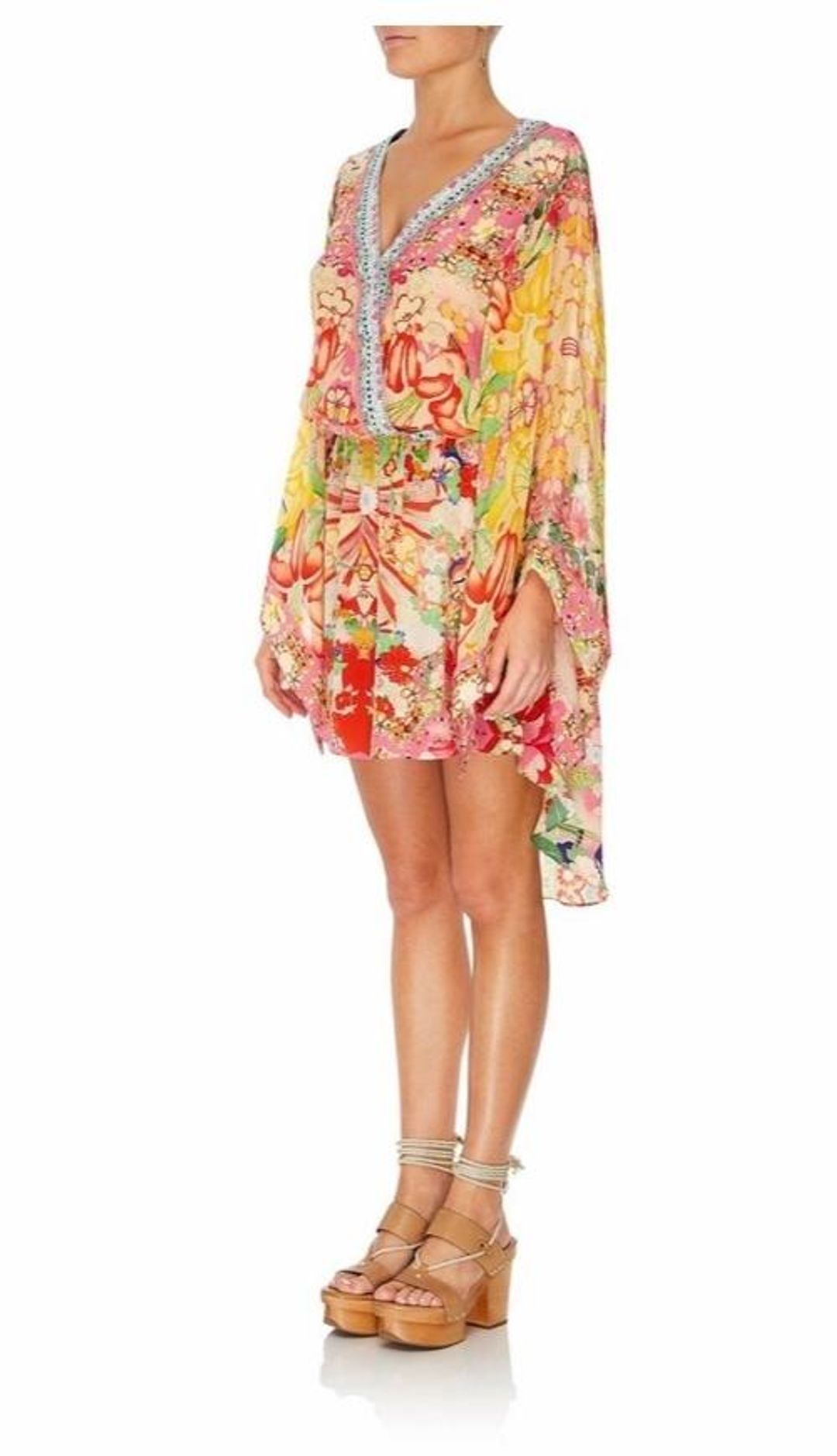 Camilla Kimono Kisses V neck Kimono Mini Dress With Tie Size 14 for rent on The Volte - main image