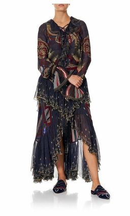 Camilla 'This Charming Woman' double frill skirt and lace up frill blouse Size 14 for rent on The Volte - image 1