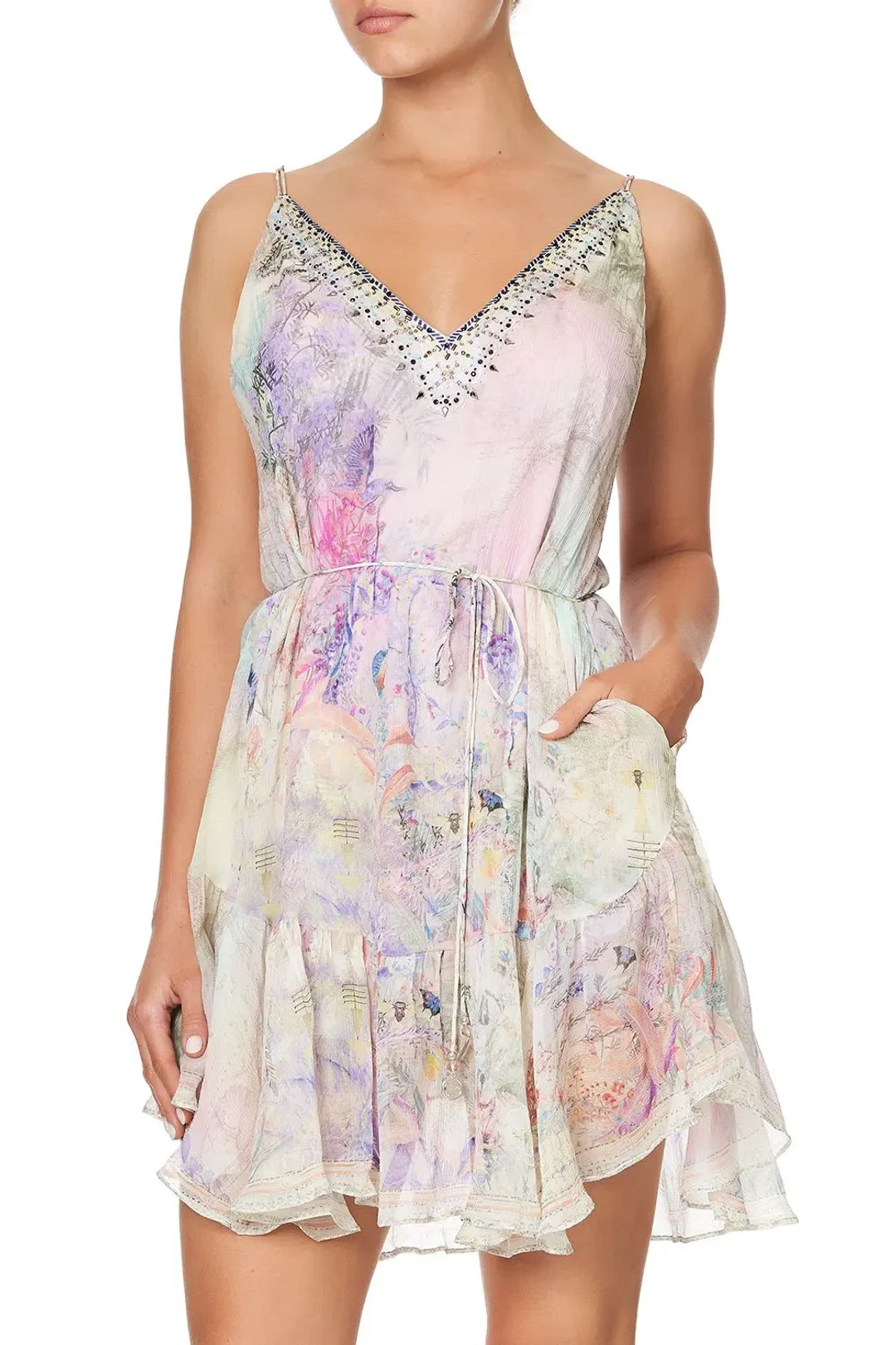 Camilla Mermaid Milla Mini Dress with Ruffle Hem Size 14 for rent on The Volte - main image