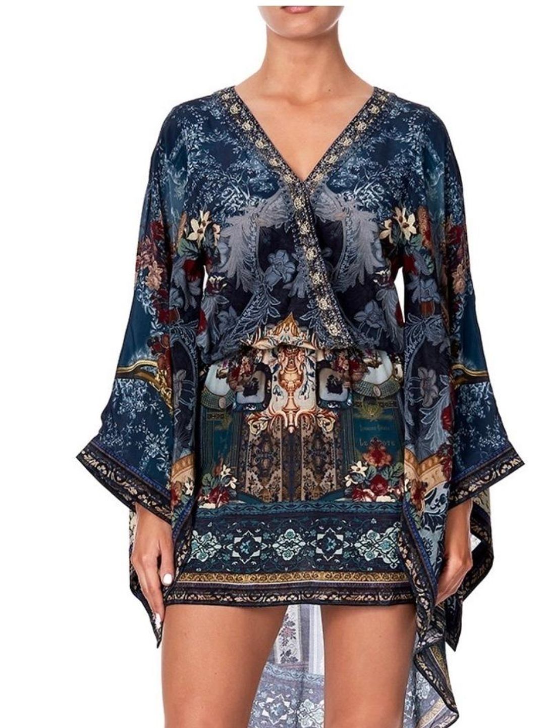 Camilla Hotel Boheme V Neck Kimono Dress Print Size 14 for rent on The Volte - main image