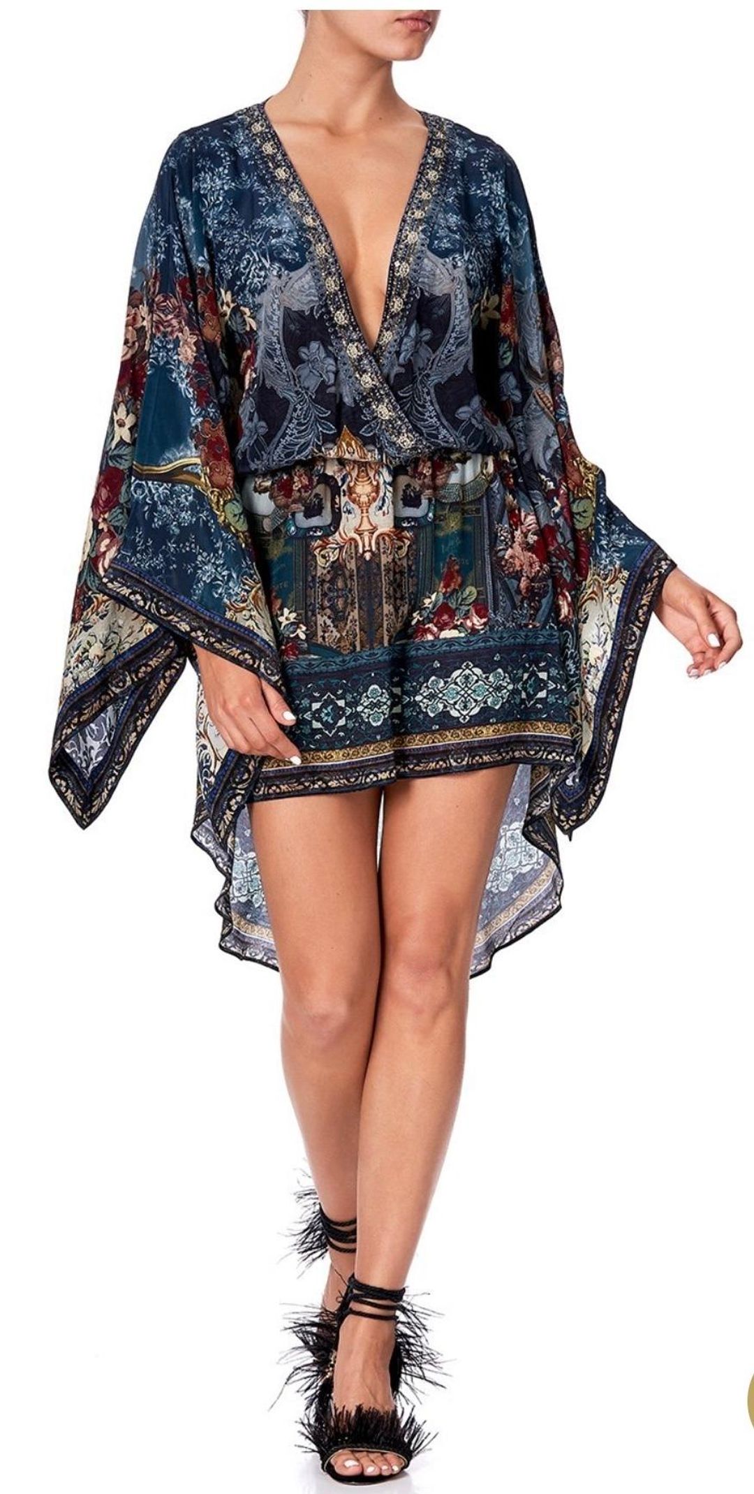 Camilla Hotel Boheme V Neck Kimono Dress Print Size 14 for rent on The Volte - main image