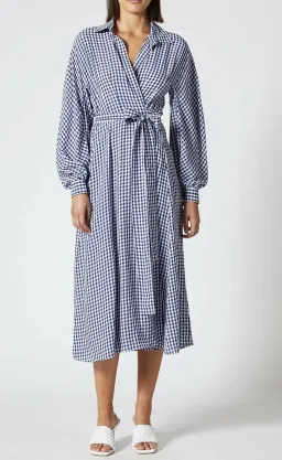 Scanlan Theodore Gingham Wrap Dress Print Size 10 for rent on The Volte - image 3