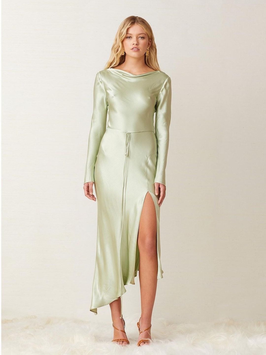 Bec & Bridge Crest Long Sleeve Midi Dress Green Size 6 for rent on The Volte - main image