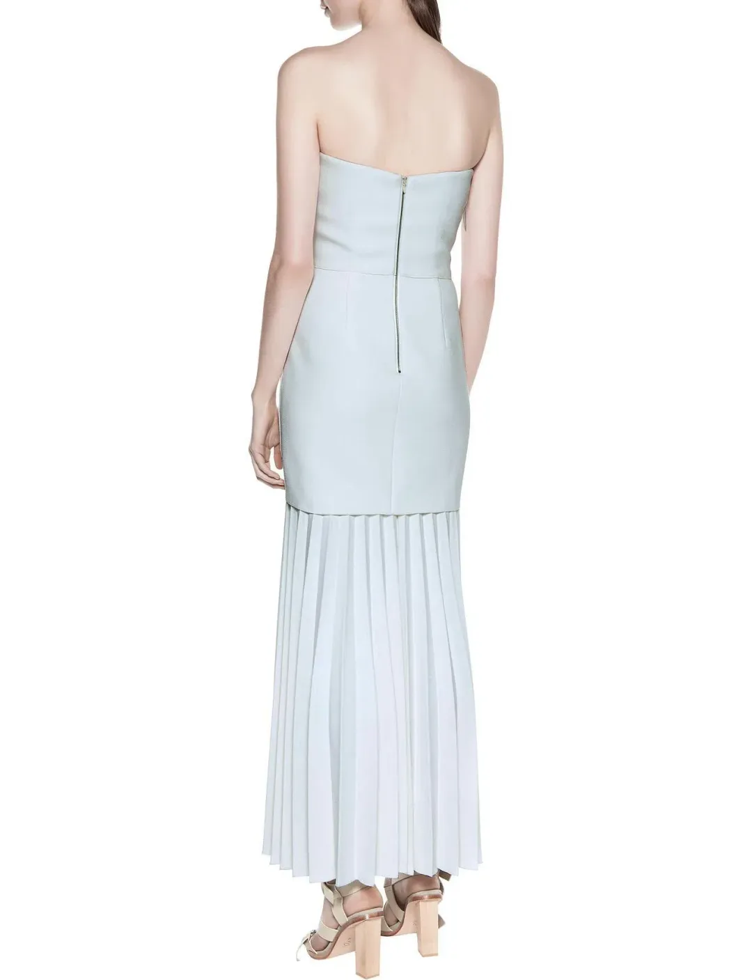 Dion Lee Linear Crepe Pleat Strapless Dress Powder Blue Size 8 for rent on The Volte - main image