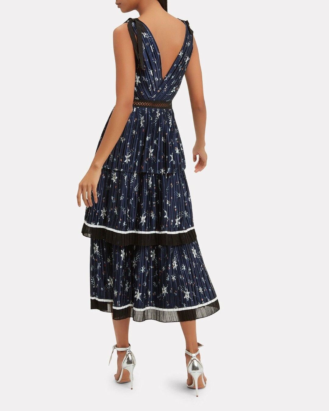 Self Portrait Star Satin Printed Midi Dress for rent on The Volte - main image